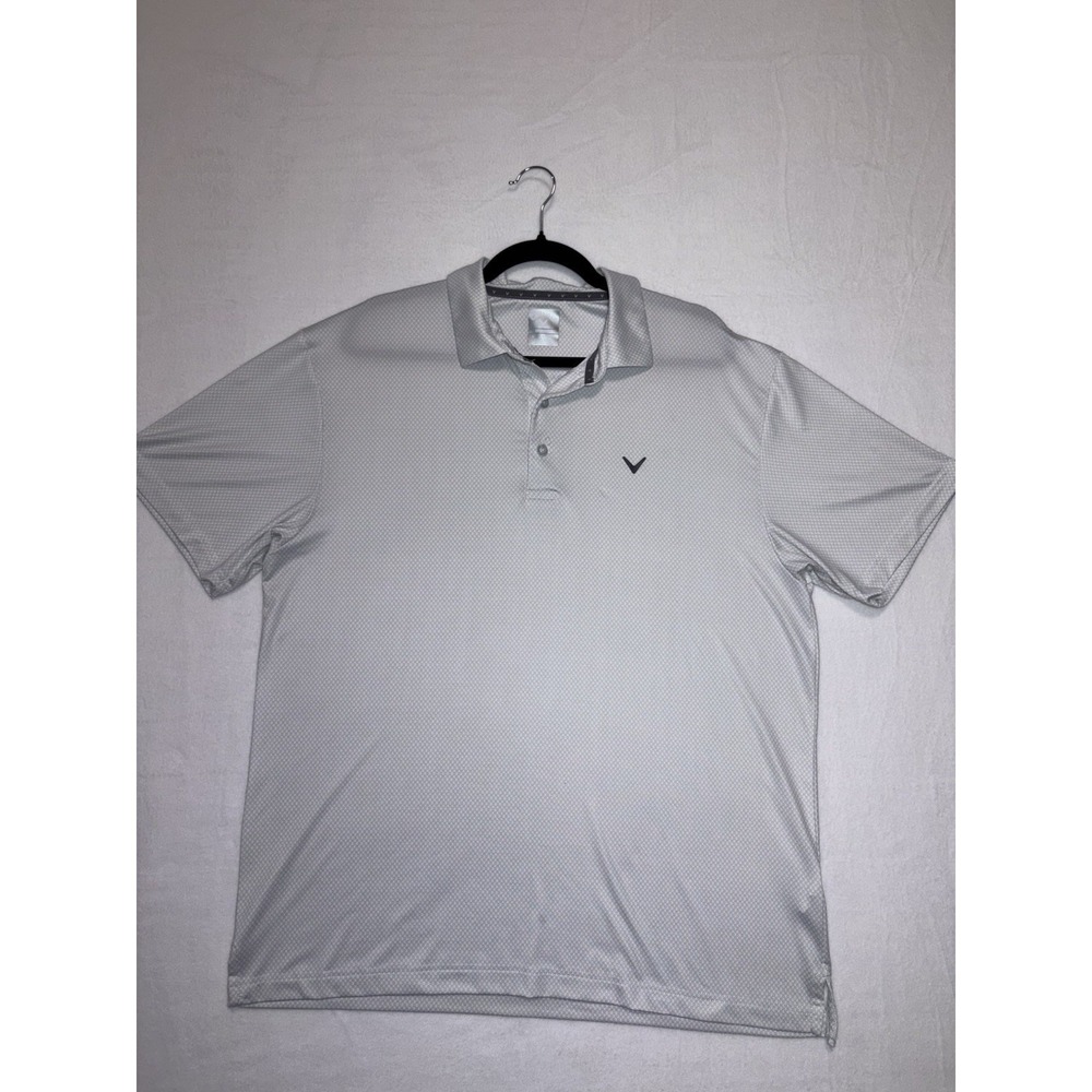 Callaway Men's Golf Short Sleeve Polo Opti-dry Size Large White/ grey